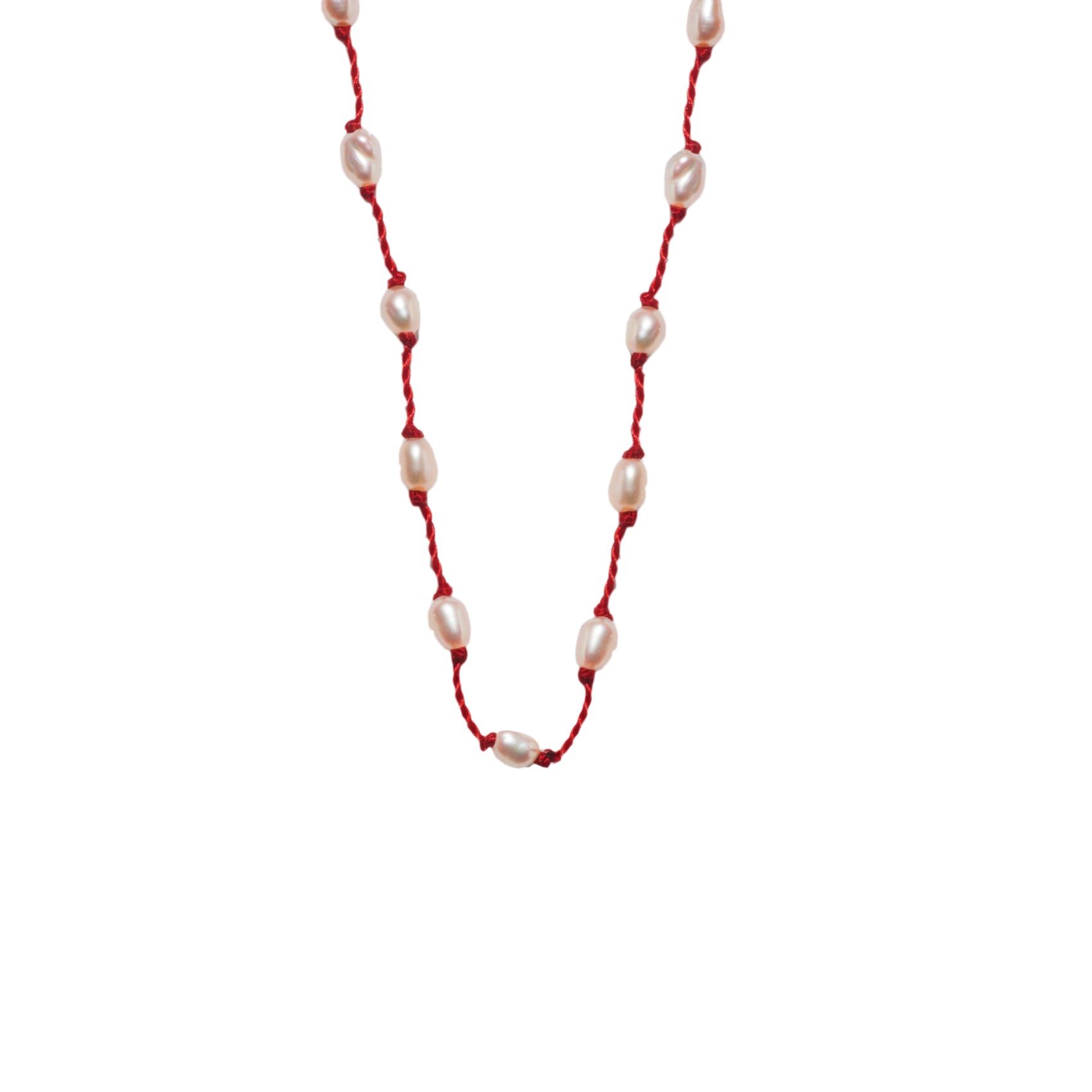 Silver Beady Beat Necklace with Pearl seed Beads and 42cm Garnet Cord