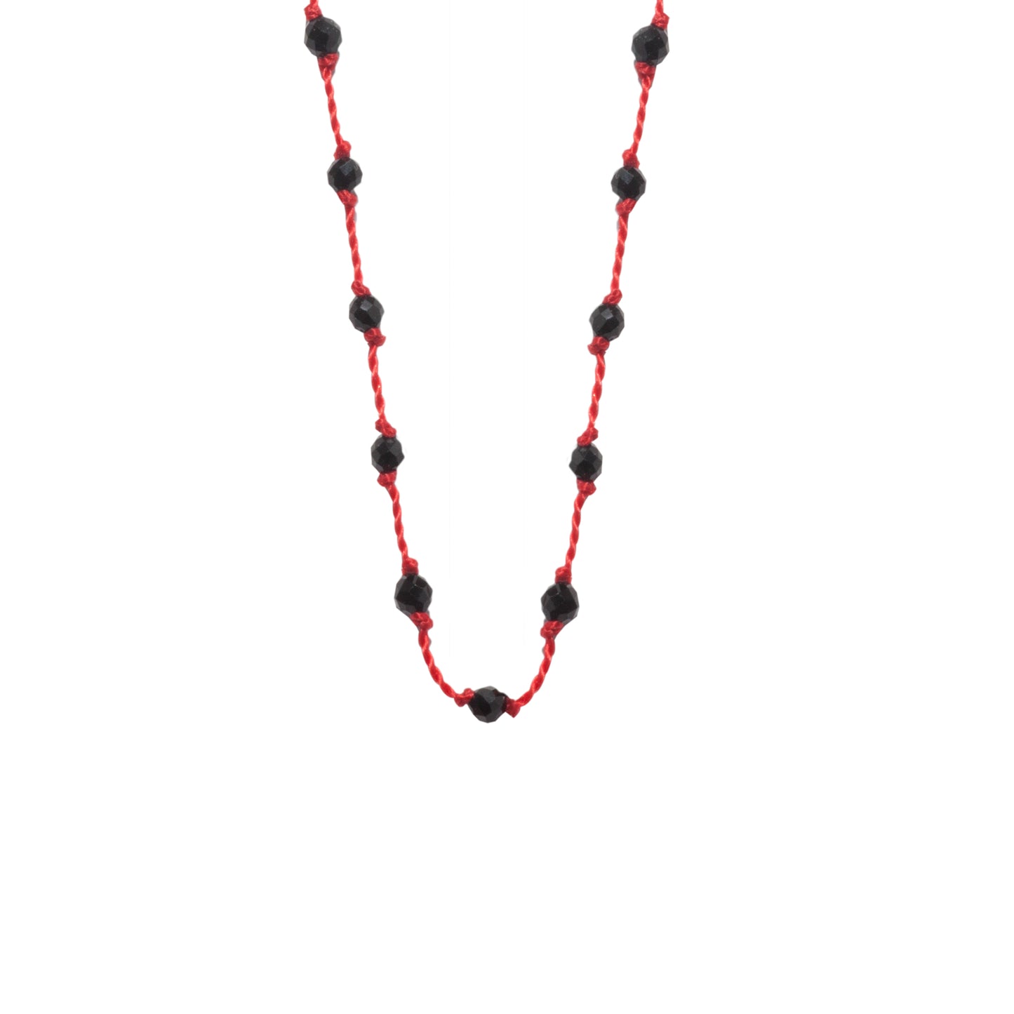 Silver Beady Beat Necklace with Spinel Beads and 42cm Garnet Cord