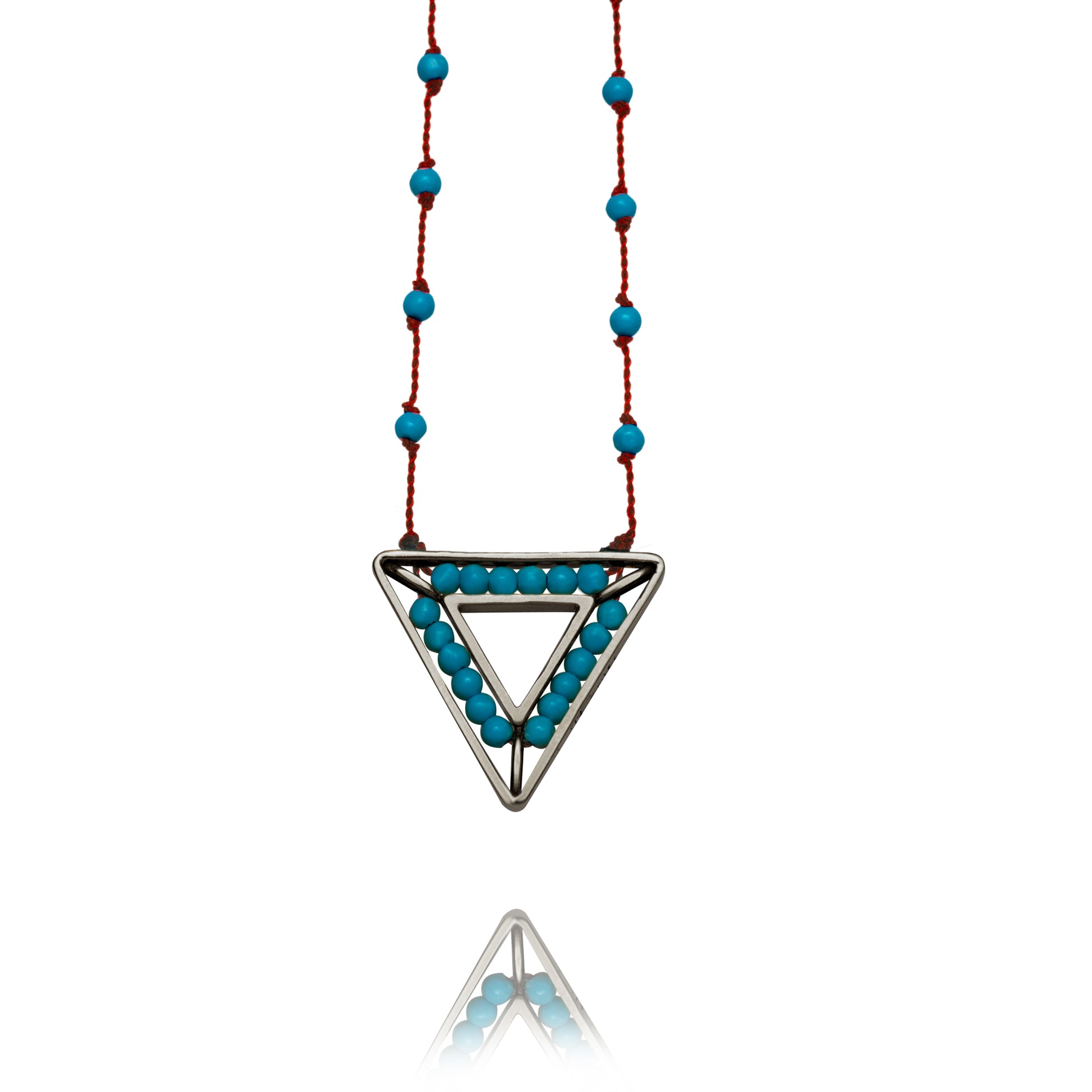 862-black rhodium-trigon-turquoise-red cord-60