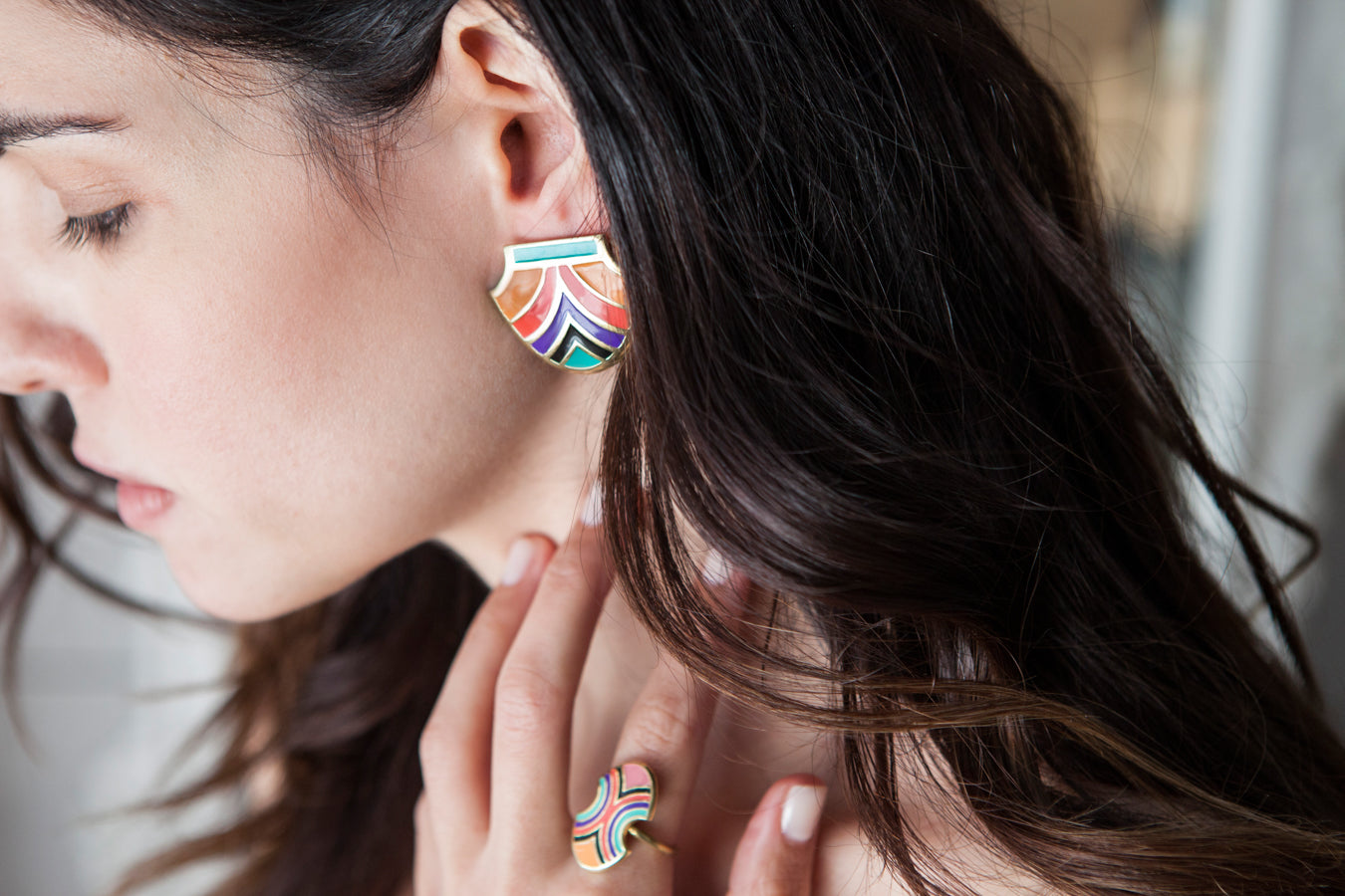 Earrings ΑspiS Half Multi MARRAKECH