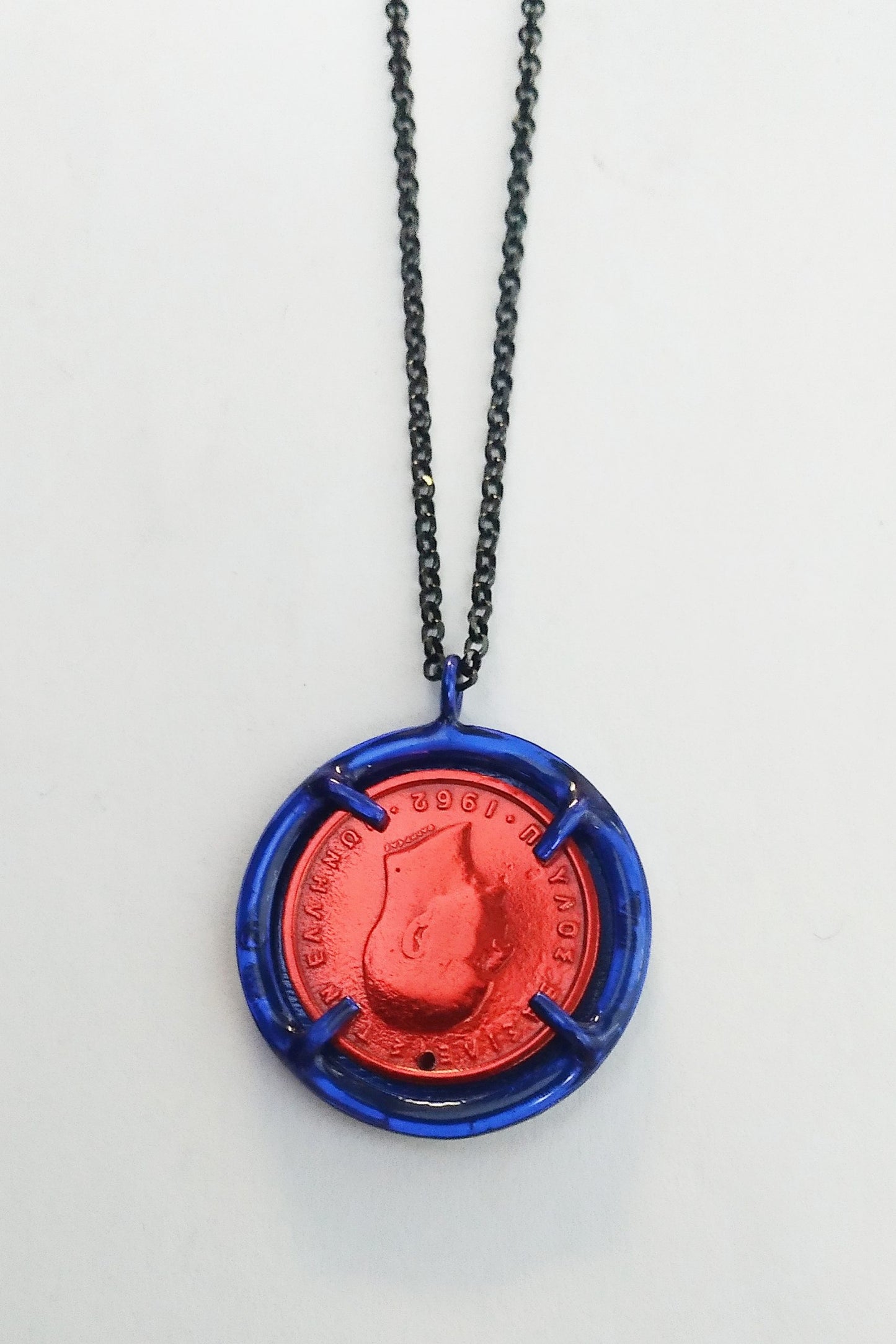 Necklace Money-Money With Small Dots Coin and 40cm Sterling Silver Chain