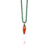 1795-Necklace Soo Hot Chili with X-Small Orange Pepper, Malachite beads and Brown cord