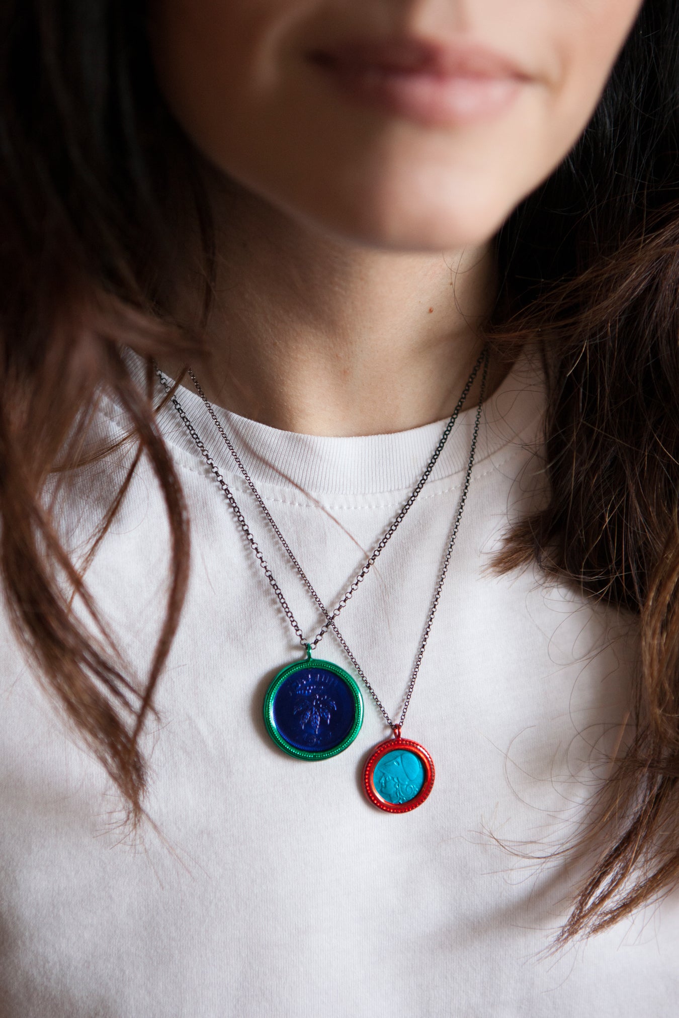 Necklace Money-Money With Small Dots Coin and 40cm Sterling Silver Chain