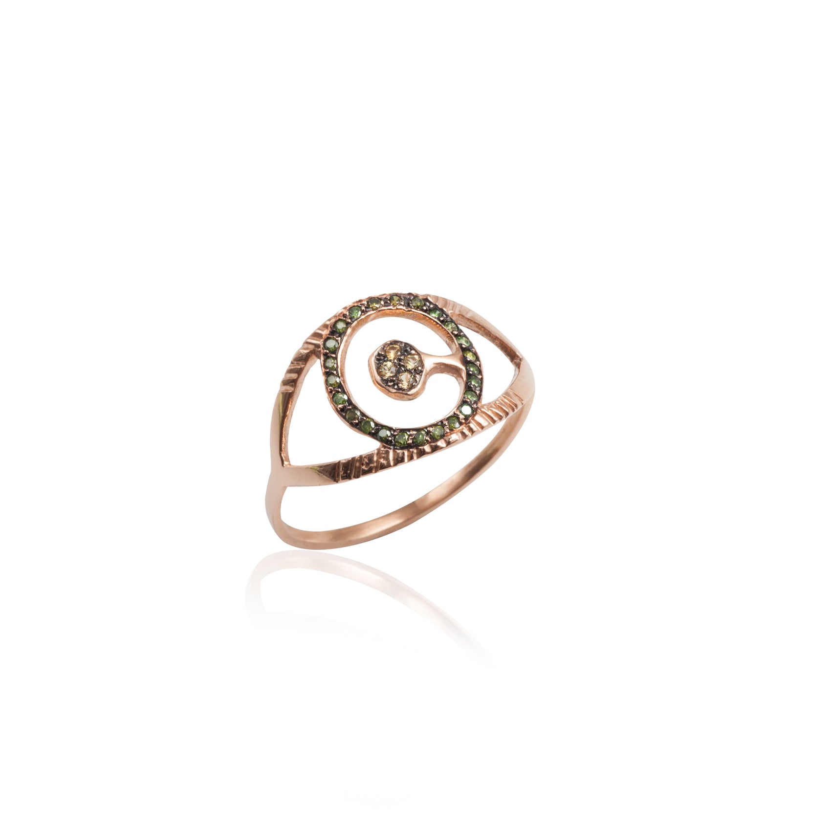 MATIA_Rose K18 Gold Ring Green Diamonds Yellow Sapphires_1551