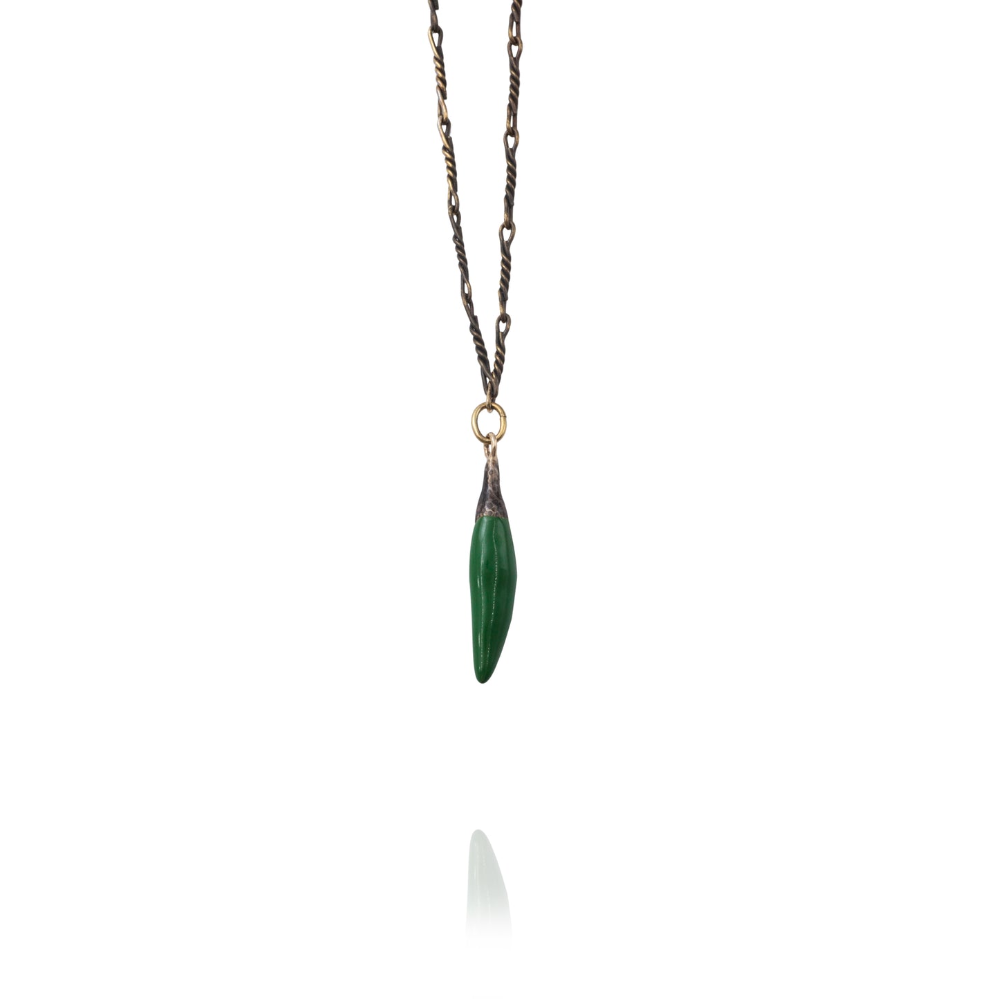 Necklace Soo Hot Chili with Medium Green Pepper and Antique Chain