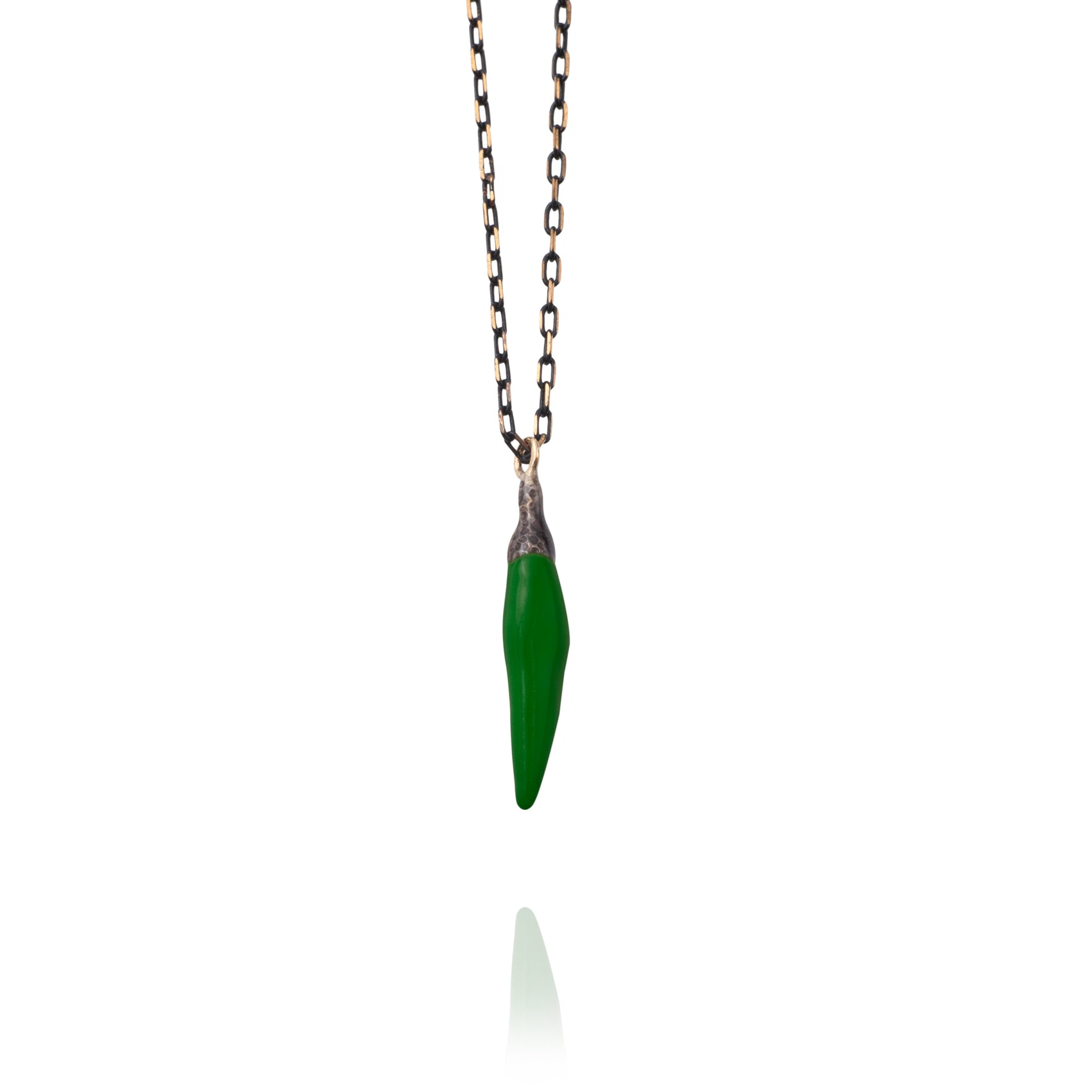 Necklace Soo Hot Chili with Medium Green Pepper and Nano Ceramic Chain