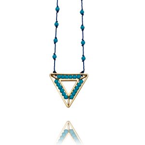 863-yellow gold-trigon-turquoise baby blue-blue cord-60