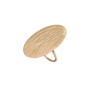 Ring Zuhno Fine Yellow Gold K9 Oval with Handmade Engraving