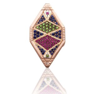 Ring Zuhno Fine Pink Gold K9 with Diamonds, Sapphires and Rubies