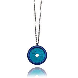Necklace Money-Money With Enameled Dots Medium Coin and Sterling Silver Chain