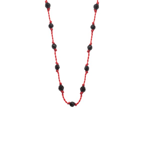 Silver Beady Beat Necklace with Spinel Beads and Garnet Cord