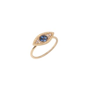Ring Zuhno Fine Yellow Gold K14 with Diamonds and Sapphires