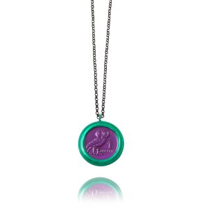 Necklace Money-Money With Enameled Medium Double Circle Coin and 45cm Sterling Silver Chain